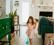 living area designed with kids and pets in mind